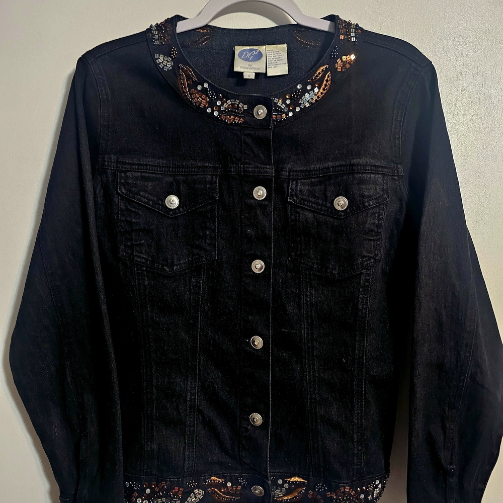 Embellished Black Jacket with Colorful Accents